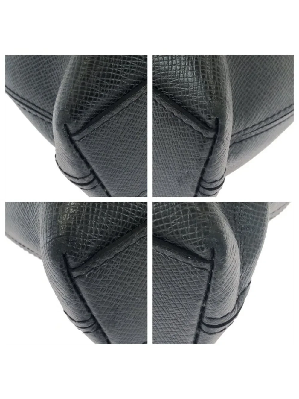 Louis Vuitton Taiga Anton Black Silver Leather Business Briefcase